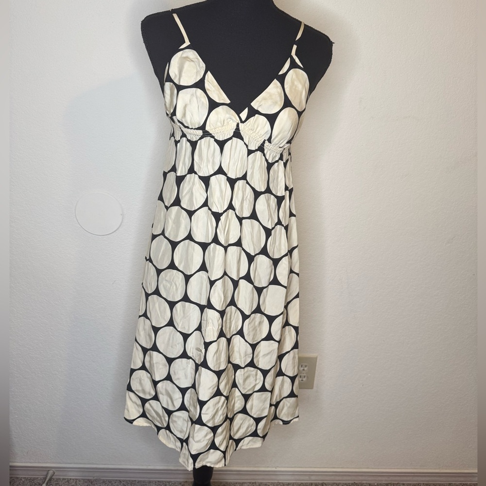 Nili Lotan Charmeuse Cami Dress by Black and Ivory Polka Dot Dress Y2K